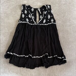 Free People Black Top with White Accents